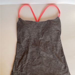 lululemon athletica Gray Tank Top with Pink Straps